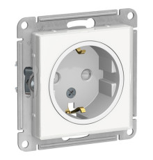 Розетка Systeme Electric ATLASDESIGN, скрытый монтаж, с заземлением, со шторками, белый (прозрачная накладка)