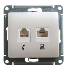 Розетка двойная компьютерная RJ45 Cat.5 Systeme Electric GLOSSA, перламутр