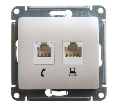 Розетка двойная компьютерная RJ45 Cat.5 Systeme Electric GLOSSA, перламутр