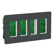 UNICA SYSTEM+ БЛОК скрытой установки 4х2 АНТРАЦИТ