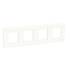 Рамка 4 поста Schneider Electric UNICA NEW STUDIO, монолитная, белый