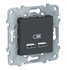 Розетка 2xUSB Schneider Electric UNICA NEW, антрацит