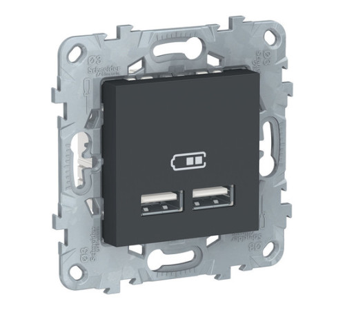 Розетка 2xUSB Schneider Electric UNICA NEW, антрацит