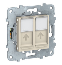 Розетка компьютерная 2xRJ45 Cat.5 Schneider Electric UNICA NEW, бежевый