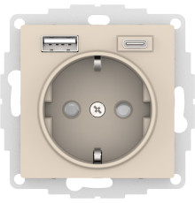 SE AtlasDesign Бежевый Розетка 16А с USB A+C, бежевый