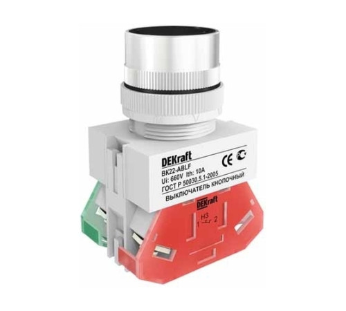 Выкл. кноп. ABLF 22 мм Цвет:ЧЕРНЫЙ 220В ВK-22 DEKraft