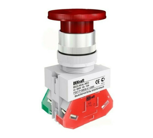 Выкл. кноп. грибок с фикс. AE 22 мм 1НО+1НЗ Цвет:К