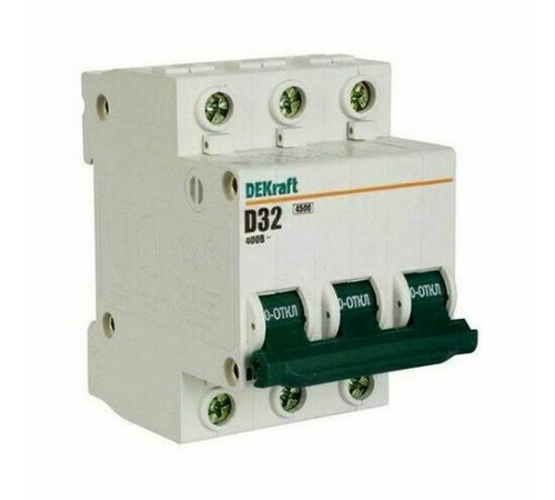 Автоматический выключатель DekRaft ВА-101, 3 полюса, 32А, D, 4,5 кА