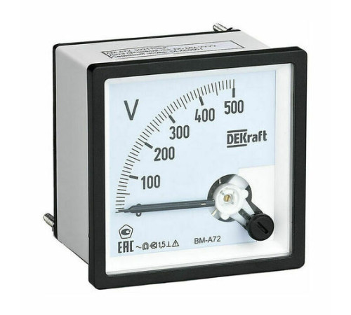 Вольтметр щитовой DEKraft ВМ-А72 600В AC, аналоговый, кл.т. 1,5, 50244DEK