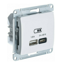 Розетка USB+USB type C Systeme Electric GLOSSA, скрытый монтаж, бежевый, GSL000229