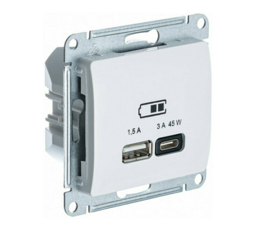 Розетка USB+USB type C Systeme Electric GLOSSA, скрытый монтаж, бежевый, GSL000229