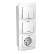 Блок розетка + выключатель Systeme Electric BLANCA с подсветкой, скрытый монтаж, белый, BLNBS101211
