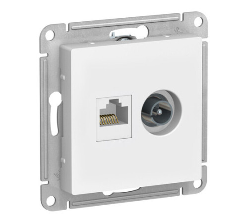 Розетка ТВ+компьютерная TV+RJ45 Systeme Electric ATLASDESIGN, скрытый монтаж, лотос, ATN001389