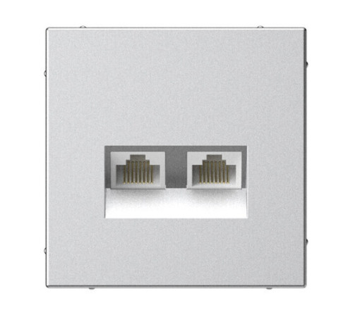 Розетка компьютерная двойная RJ45+RJ45 кат.5е Systeme Electric ARTGALLERY, скрытый монтаж, алюминий