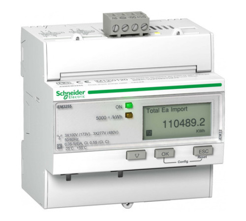 Счетчик электроэнергии однотарифный Schneider Electric Acti9 трехфазный 5(5)А, ЖКИ, кл.т. 0,5S