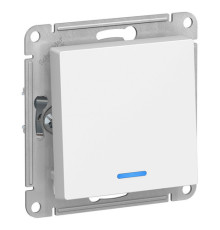 Выключатель 1-клавишный Systeme Electric ATLASDESIGN, с подсветкой, скрытый монтаж, белый