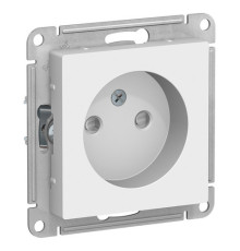 Розетка Systeme Electric ATLASDESIGN, скрытый монтаж, без заземления, со шторками, винтовые клеммы, белый