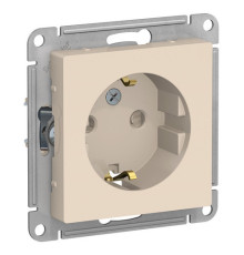Розетка Systeme Electric ATLASDESIGN, скрытый монтаж, с заземлением, со шторками, винтовые клеммы, бежевый