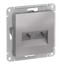 Розетка компьютерная 2xRJ45 Cat.5 Systeme Electric ATLASDESIGN, алюминий