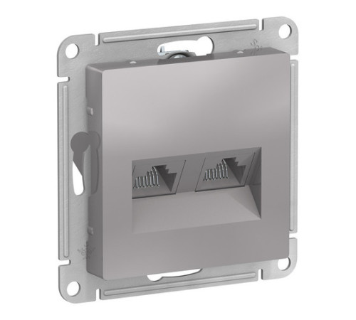 Розетка компьютерная 2xRJ45 Cat.5 Systeme Electric ATLASDESIGN, алюминий