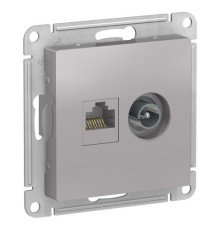 Розетка TV+RJ45 Cat.5 Systeme Electric ATLASDESIGN, оконечная, алюминий