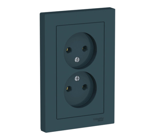 Розетка двухместная Systeme Electric ATLASDESIGN, скрытый монтаж, без заземления, изумруд
