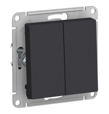 Выключатель 2-клавишный Systeme Electric ATLASDESIGN, скрытый монтаж, карбон