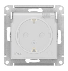 Розетка IP44 Systeme Electric ATLASDESIGN, скрытый монтаж, с заземлением, с прозрачной крышкой, со шторками, винтовые клеммы, белый