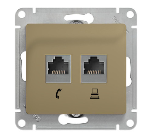 Розетка 2xRJ11+RJ45 Cat.5 Systeme Electric GLOSSA, титан