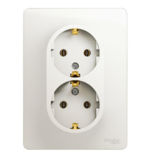 Розетка двухместная Systeme Electric GLOSSA, скрытый монтаж, с заземлением, перламутр