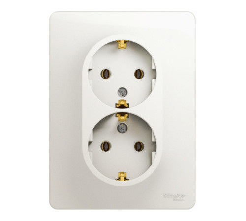 Розетка двухместная Systeme Electric GLOSSA, скрытый монтаж, с заземлением, перламутр