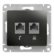 Розетка 2xRJ11+RJ45 Cat.5 Systeme Electric GLOSSA, антрацит