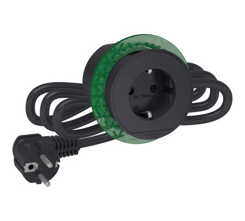 Unica System+ БЛОК РОЗЕТОЧНЫЙ розетка 1х (2К+З) АНТРАЦИТ