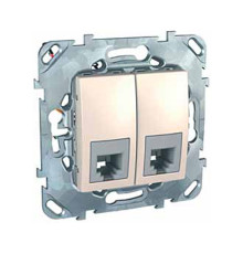 Розетка двойная телефонная RJ12 Schneider Electric UNICA, бежевый