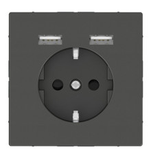 Розетка с USB Schneider Electric MERTEN D-LIFE, скрытый монтаж, с заземлением, антрацит