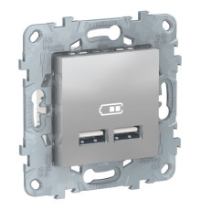 Розетка 2xUSB Schneider Electric UNICA NEW, алюминий