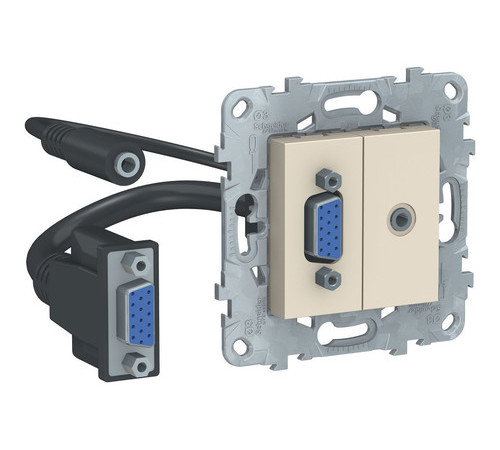 Розетка HD15+mini-jack Schneider Electric UNICA NEW, бежевый