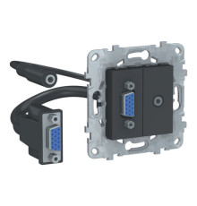 Розетка HD15+mini-jack Schneider Electric UNICA NEW, антрацит