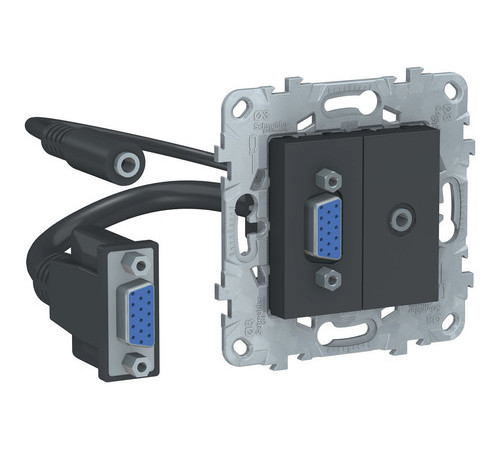 Розетка HD15+mini-jack Schneider Electric UNICA NEW, антрацит