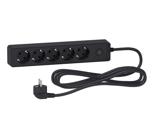 Удлинитель Schneider Electric UNICA EXTEND 5-местный, с выключателем, 3м, с заземлением, ST9453B