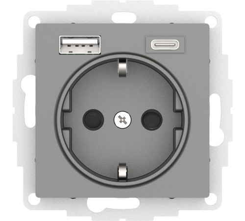 AtlasDesign Сталь Розетка 16А с USB A+C