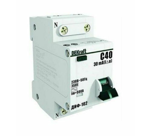 Дифавтомат DEKraft ДИФ-102 1P+N 25А (C) 4.5 кА, 30 мА ( AC ), 16005DEK
