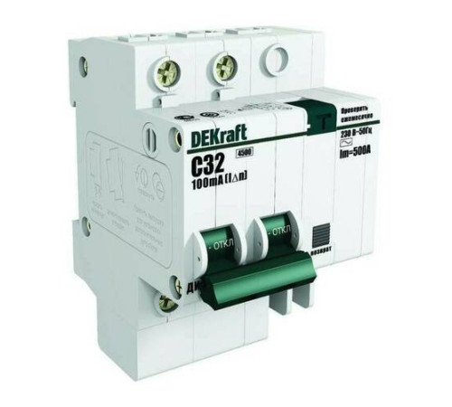 Дифавтомат DEKraft ДИФ-101 1P+N 16А (C) 4.5 кА, 30 мА ( AC ), 15157DEK