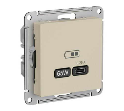Розетка USB type C Systeme Electric ATLASDESIGN, скрытый монтаж, песочный, ATN001227