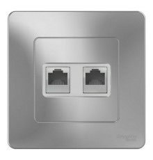 Розетка компьютерная 2xRJ45 Systeme Electric BLANCA, скрытый монтаж, алюминий, BLNIS045453