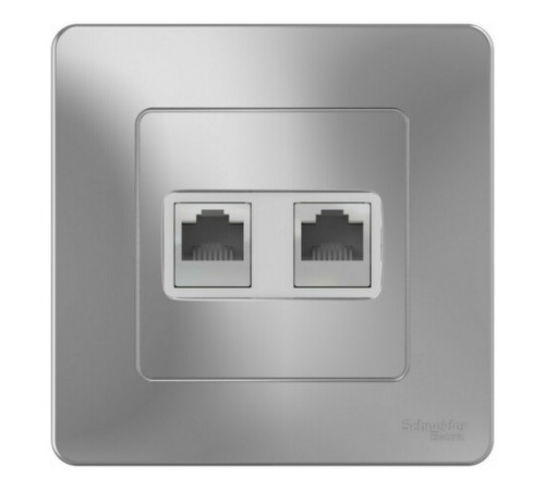Розетка компьютерная 2xRJ45 Systeme Electric BLANCA, скрытый монтаж, алюминий, BLNIS045453