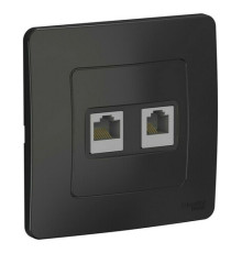 Розетка телефонная+компьютерная RJ11+RJ45 Systeme Electric BLANCA, скрытый монтаж, антрацит, BLNIS045116