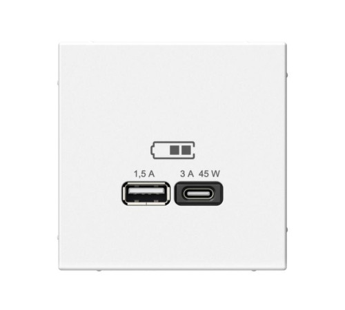 Розетка USB+USB type C Systeme Electric ARTGALLERY, скрытый монтаж, белый