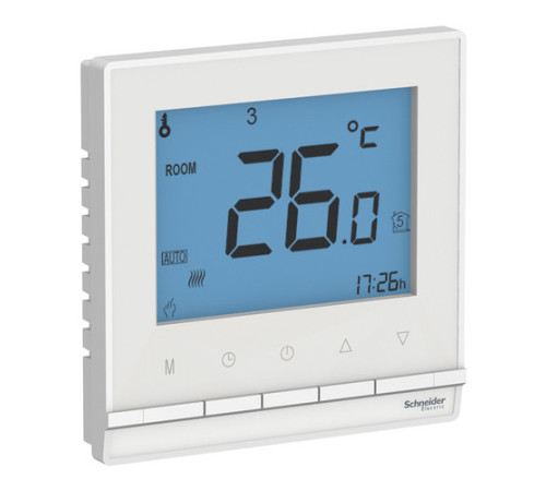 Термостат для теплого пола Systeme Electric ATLASDESIGN, с дисплеем, с датчиком, белый
