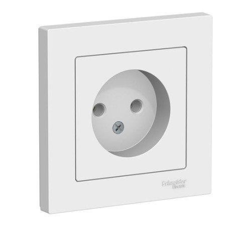 Розетка с рамкой Systeme Electric ATLASDESIGN, скрытый монтаж, без заземления, винтовые клеммы, белый